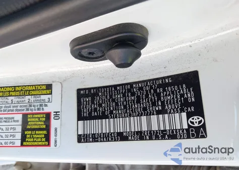 2017 Toyota Corolla Se z USA, uszkodzony, nr VIN 5YFBURHE3HP737776